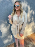 Front Tie Taupe Dress