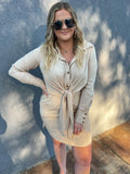 Front Tie Taupe Dress